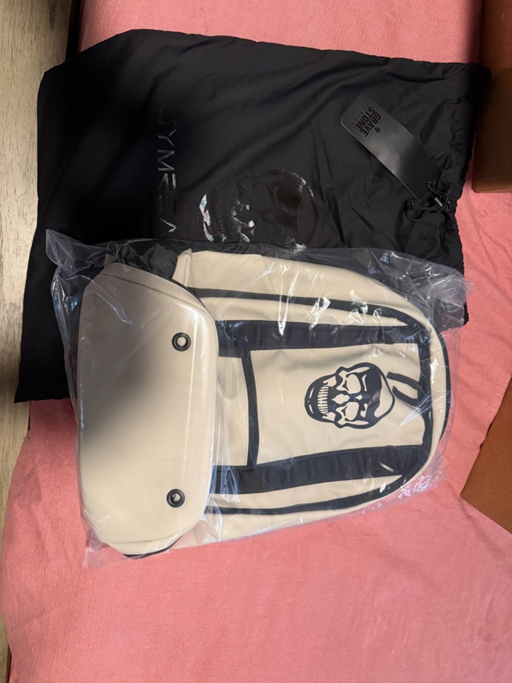 Gymreapers Black & Beige Skull Backpack